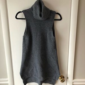 Grey Sleeveless Turtleneck Sweater